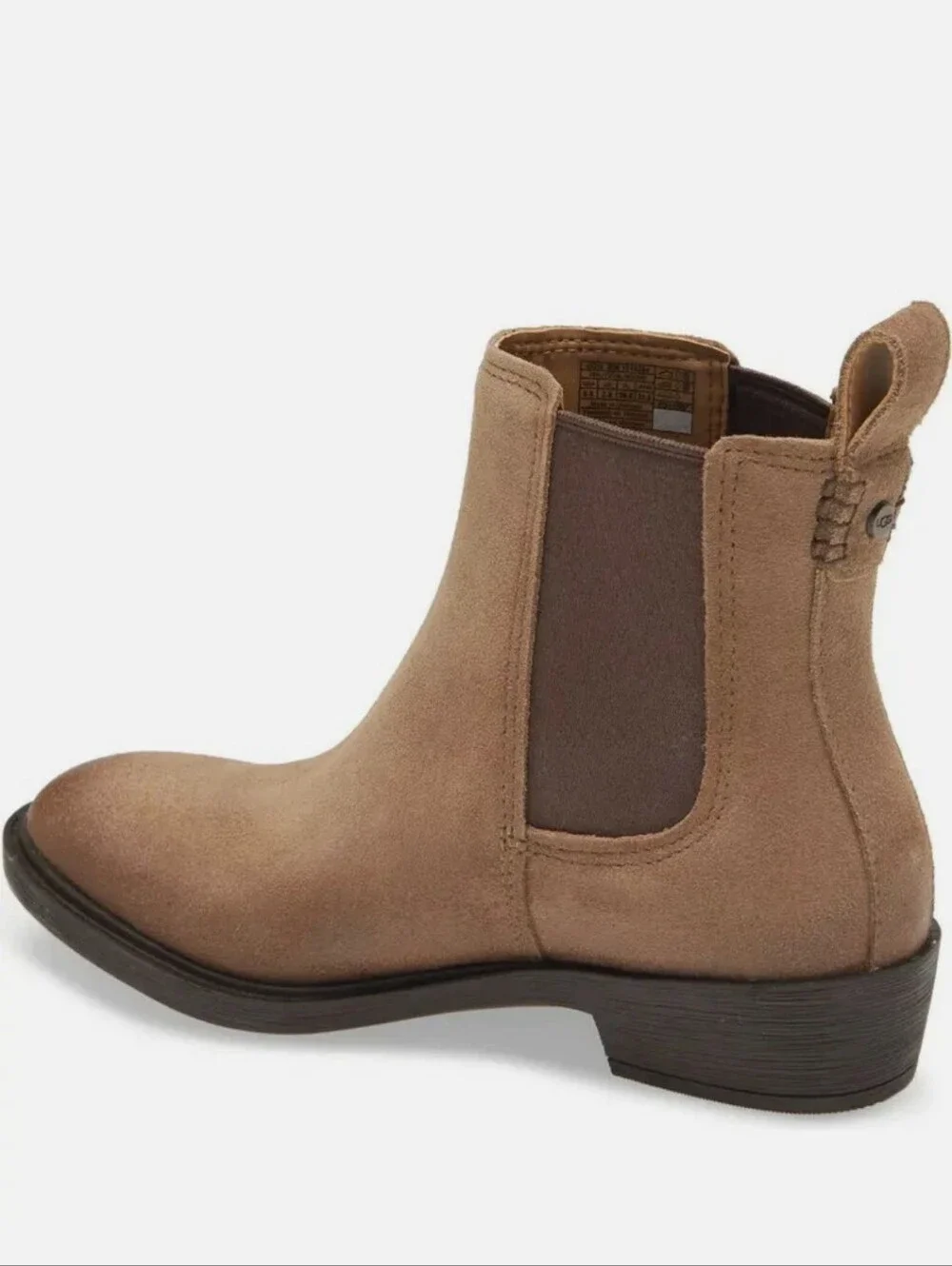 UGG Emmeth Pull-On Waterproof Leather Chelsea Boot  Coffee Grounds Suede Size 5